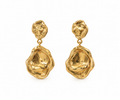 Gold Dipped Swirled Petal Drop Earrings - Gold