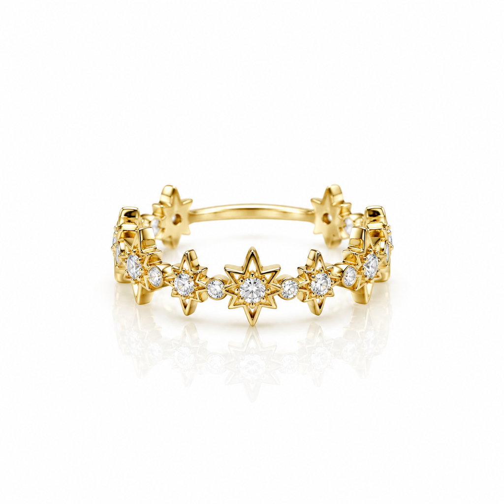 Starburst Station Band Ring - Gold