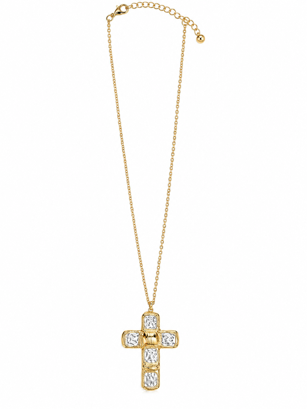Square Pearl Inlay Cross Pendant Necklace - GCM