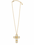 Square Pearl Inlay Cross Pendant Necklace - GCM