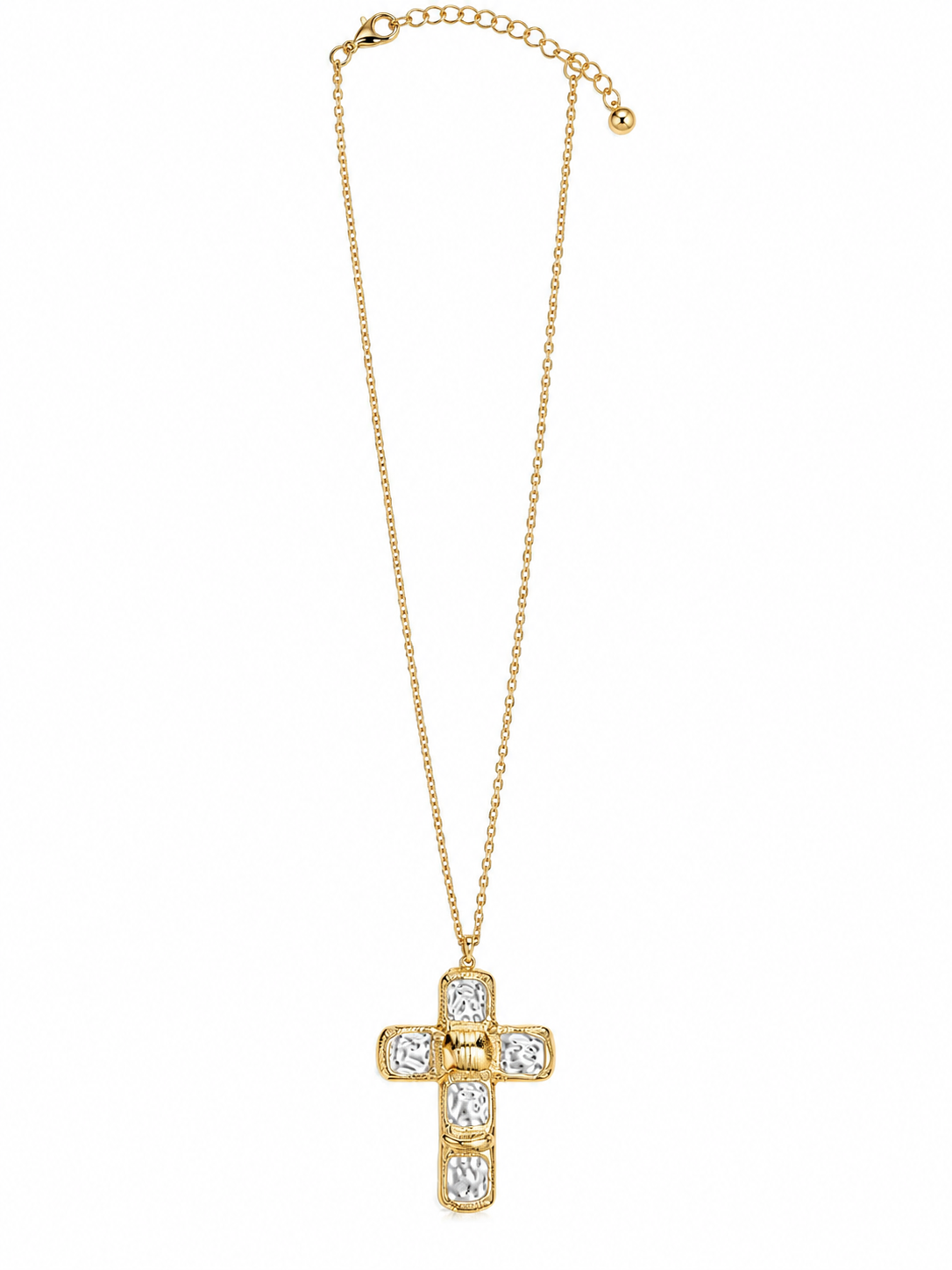 Square Pearl Inlay Cross Pendant Necklace - GCM