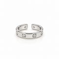 CZ Studs Adjustable Ring - Silver