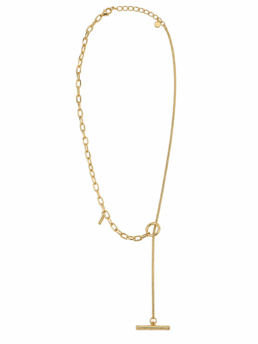 Mixed Chain Lariat Toggle Necklace - Gold