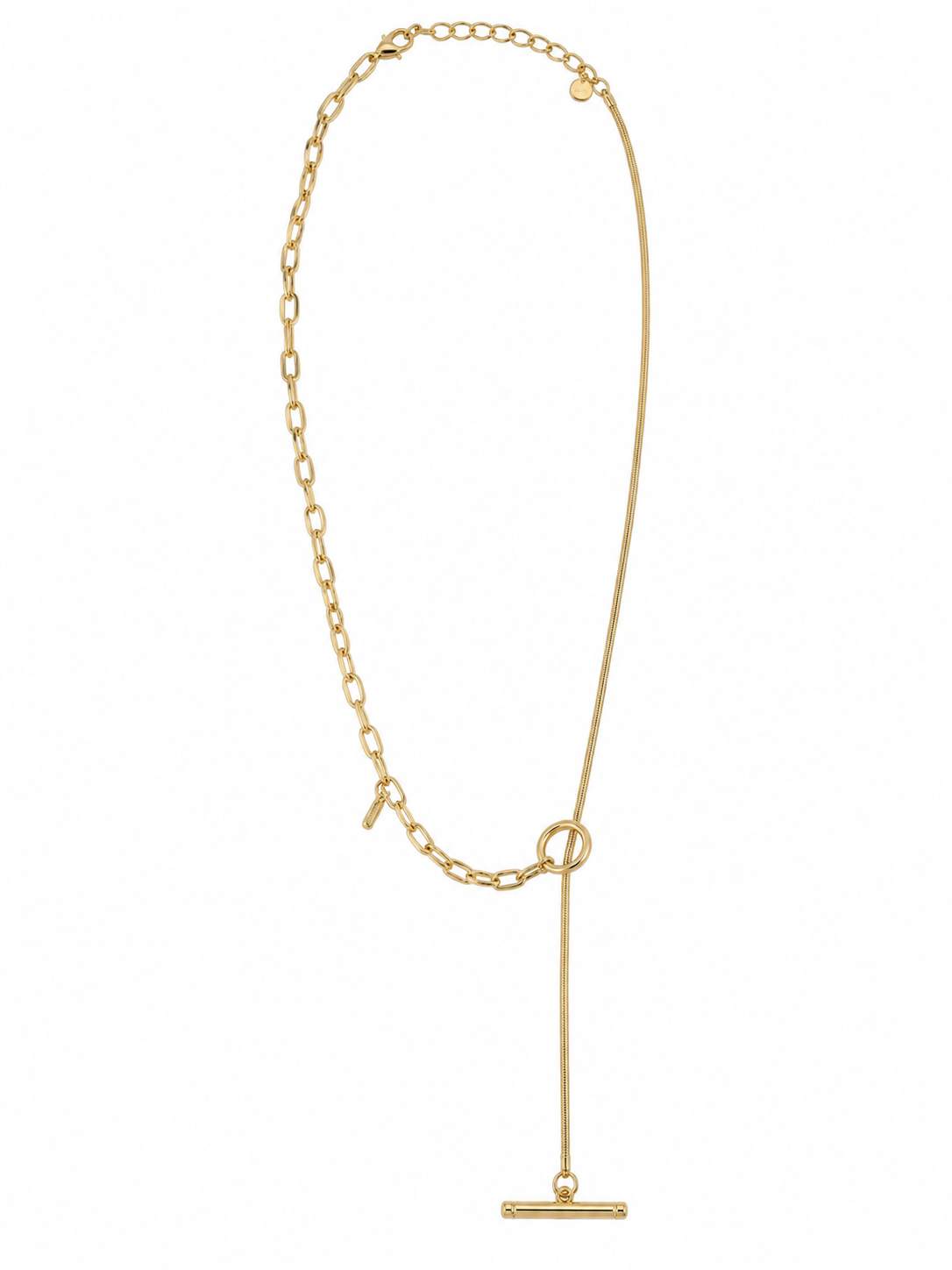 Mixed Chain Lariat Toggle Necklace - Gold