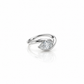 Gold Dipped CZ Teardrop Pear Pinky Ring - Silver