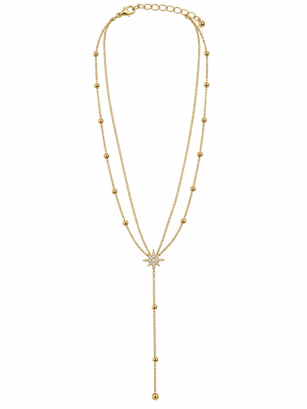 Layerd Pave Star Necklace