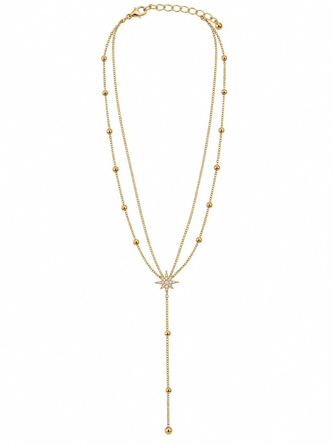 Layerd Pave Star Necklace
