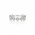 CZ Starburst Station Band Ring - Silver