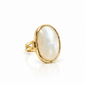 18K Gold Dipped Mother Of Pearl Statement Ring - GMO