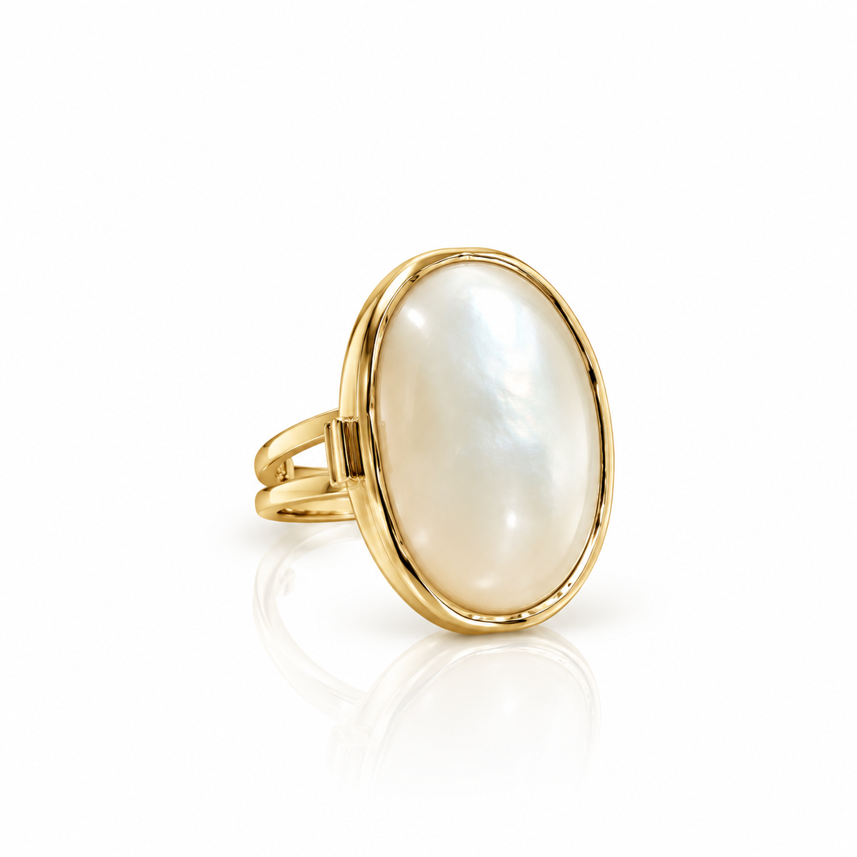 18K Gold Dipped Mother Of Pearl Statement Ring - GMO