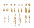 18K Gold Dipped Pearl Stud And Hoop Earrings Set - GCM