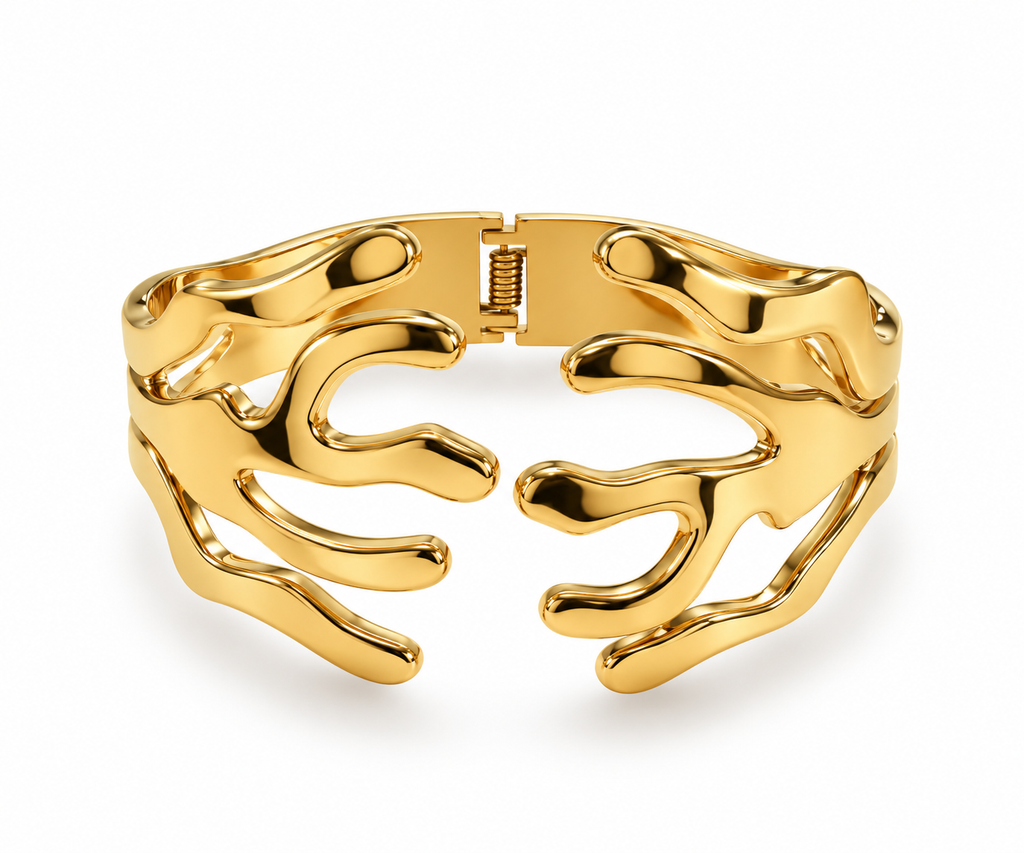 Abstract Coral Hinged Cuff Bracelet - SGD