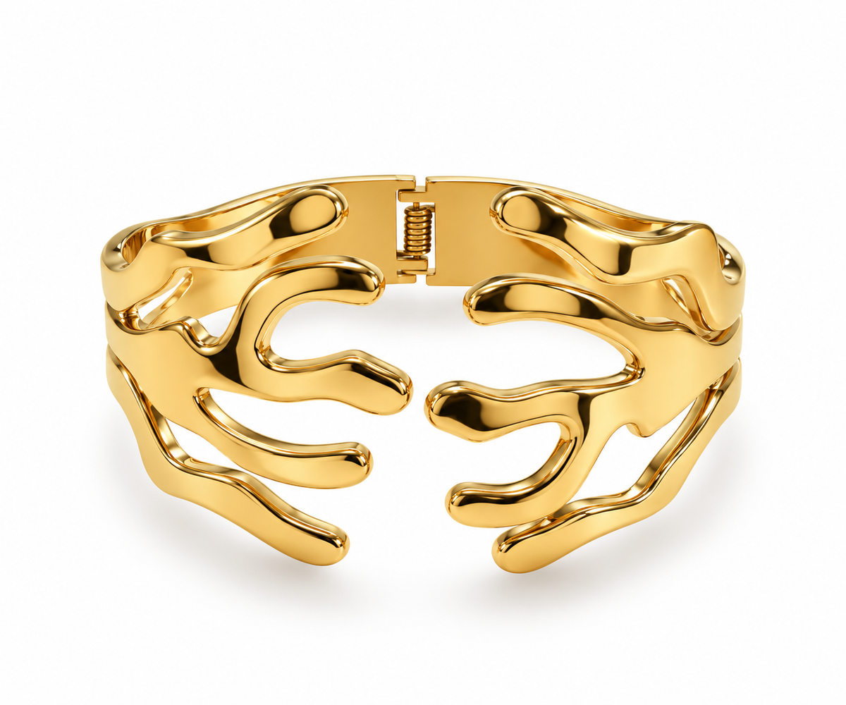 Abstract Coral Hinged Cuff Bracelet - SGD