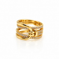 Four Row Pave CZ Knot Wrap Band Ring - Gold