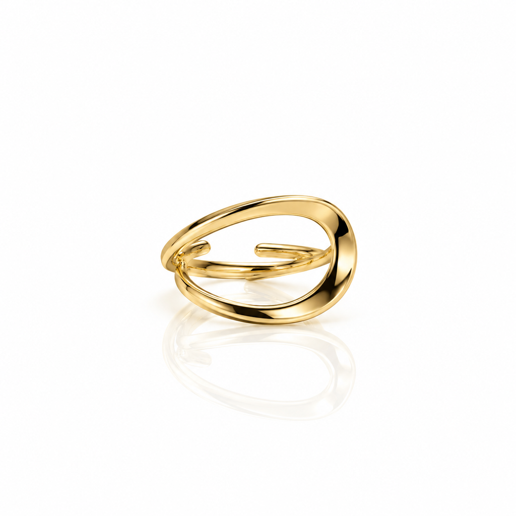 Abstract Wrap Around Open Band Ring - Gold