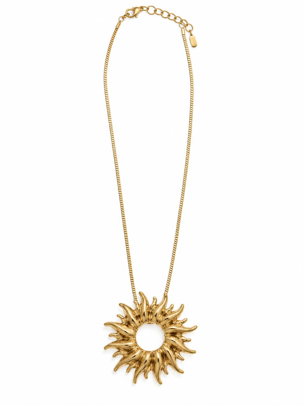Sunburst Open Center Pendant Necklace - Gold