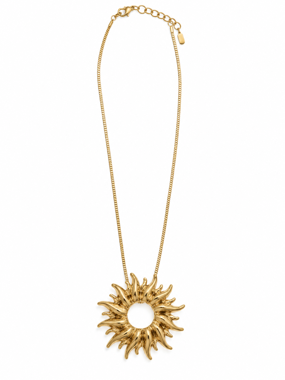 Sunburst Open Center Pendant Necklace - Gold