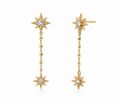 Celestial Starburst Chain Drop Earrings - Gold