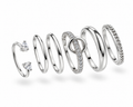 CZ Pave And Paperclip Link Stacking Ring Set - Silver