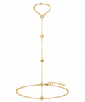 Stainless Steel Kite CZ Hand Chain Bracelet - Gold