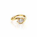 Gold Dipped CZ Teardrop Pear Pinky Ring - Gold