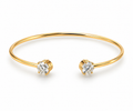 CZ Stone Dainty Open Cuff Bracelet - Gold