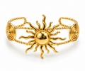 Stainless Steel Celestial Sun Cuff Bracelet - Gold