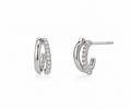 Dipped Two Layered Hoop Earrings - Silver