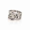 Four Row Pave CZ Knot Wrap Band Ring - Silver