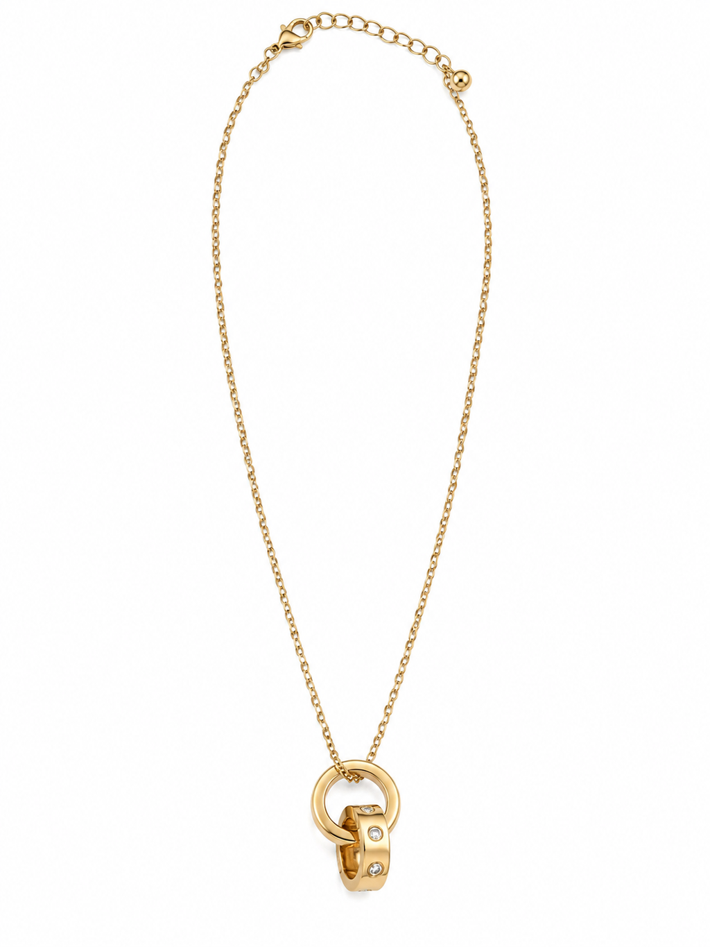 Stainless Steel Double Circle Pendant Necklace