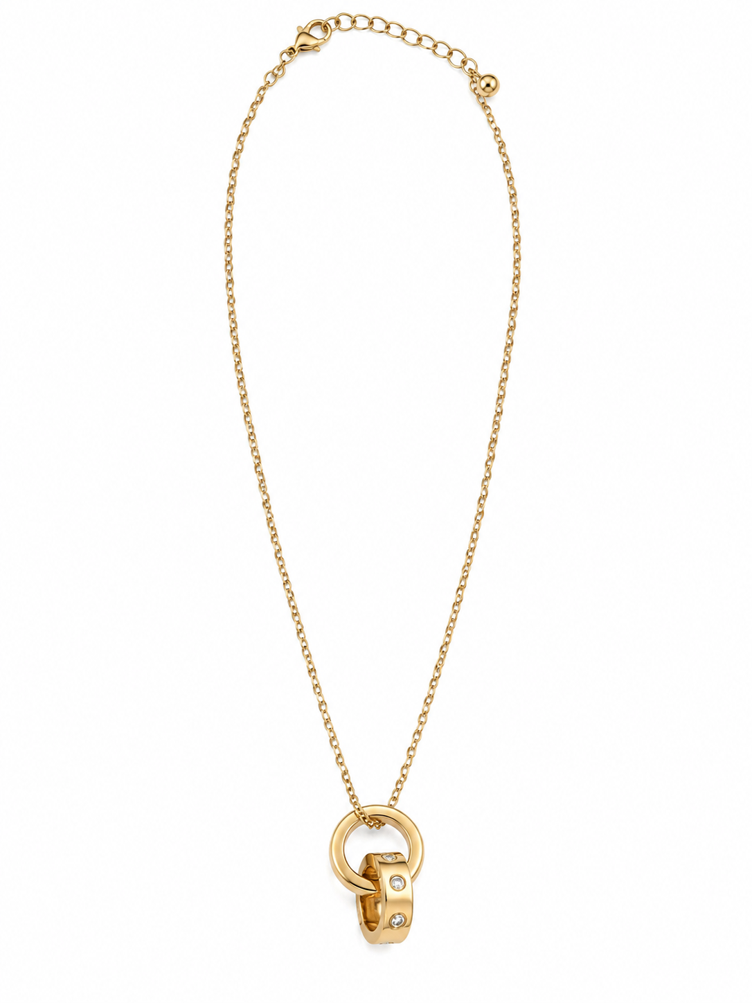 Stainless Steel Double Circle Pendant Necklace