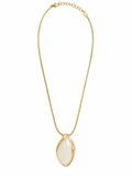 Organic Oval Stone Pendant Necklace - Gold