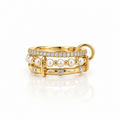 Linked Triple Band Ring With Pearl And CZ - GDCRY