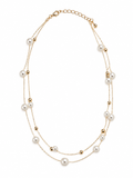Mixed Pearl Beads Dainty Station Chain Necklace - Gold