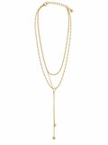 Layered Chain Y Drop Lariat Necklace - Gold