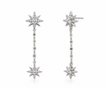 Celestial Starburst Chain Drop Earrings - Silver