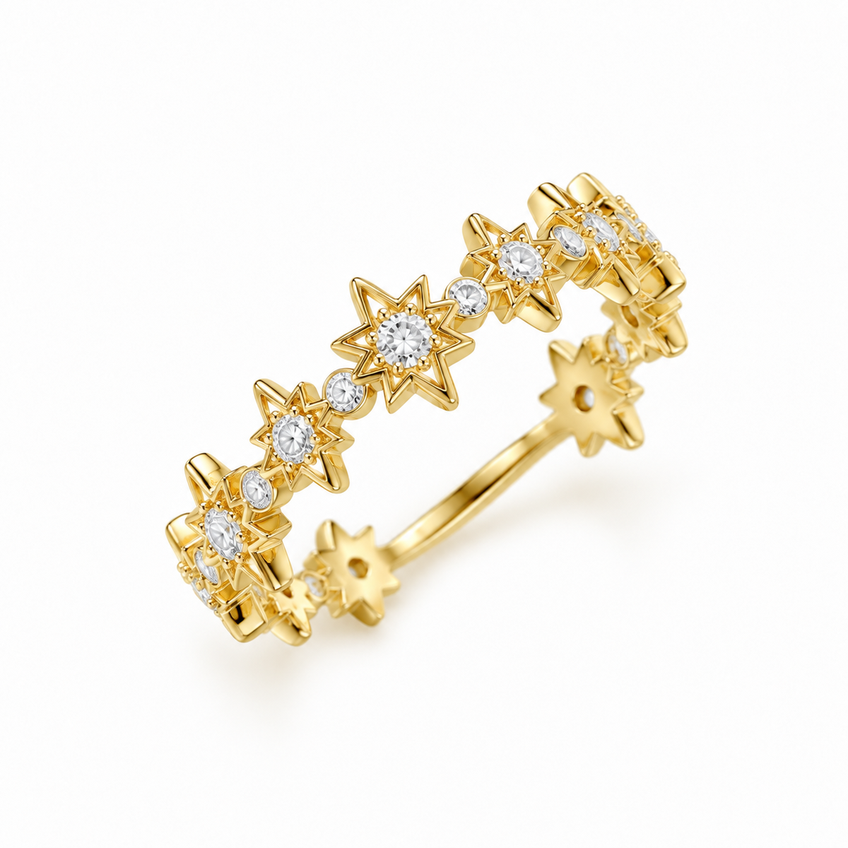Starburst Station Band Ring - Gold