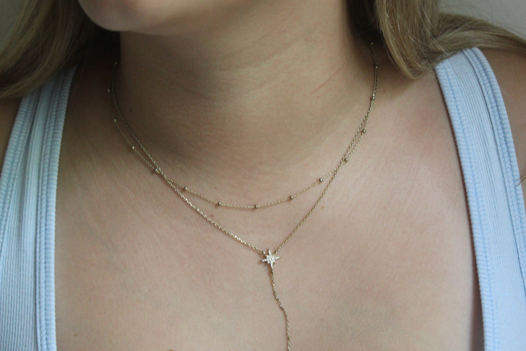 Layerd Pave Star Necklace