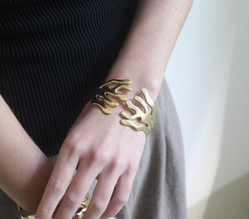 Abstract Coral Hinged Cuff Bracelet - SGD