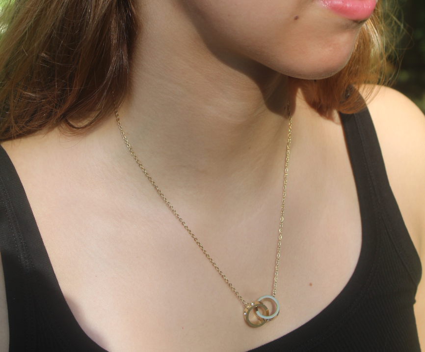 Stainless Steel Double Circle Pendant Necklace