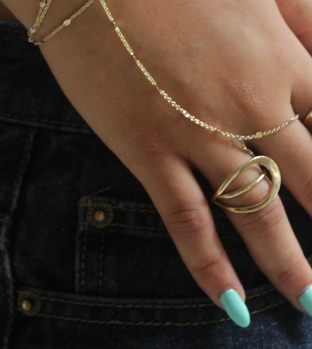 Abstract Wrap Around Open Band Ring - Gold
